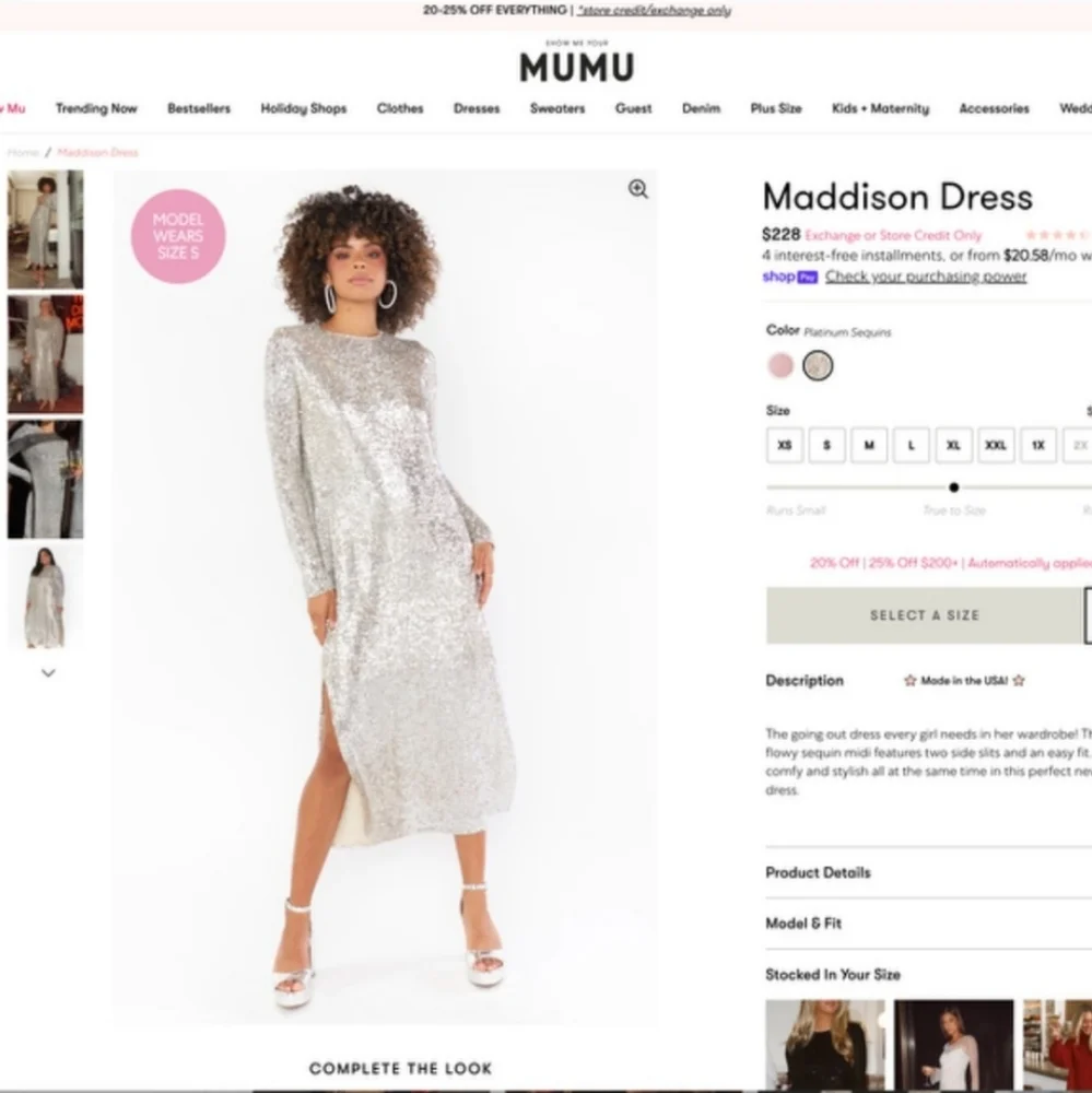 SHOW ME YOUR MUMU maddison
dress in platinum Silver Sequin Long Sleeve Gown Slit - Picture 6 of 14